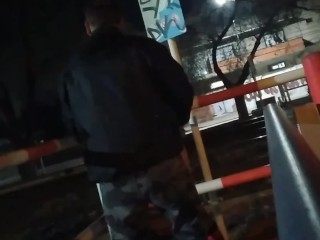 public sex in the city naked girl flashing wet pussy to voyeur passengers of the train and trucks