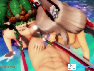 MMD R18 Nia x Sothis Double Blowjob