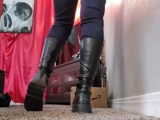 Giantess stomps on you in goth boots