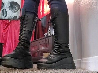 Giantess stomps on you in goth boots