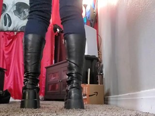 Giantess stomps on you in goth boots