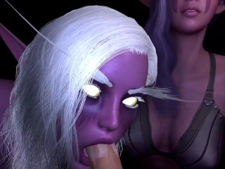 Two Purple Elves double blowjob Blowjob | 3D Porn