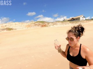 Drinking pee on a public beach in Brazil, Rio Grande do Norte, 3 liters of pee!!! 4k