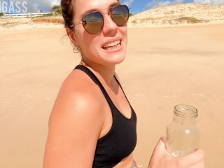 Drinking pee on a public beach in Brazil, Rio Grande do Norte, 3 liters of pee!!! 4k