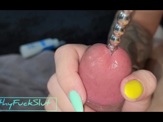 Intense Cock Sounding 😋 Handjob POV with some Dirty Talking & Long Nails