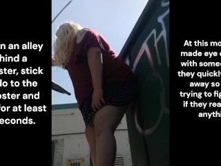 Chub Sissy/Trans rides dildo in an alley! A true Cum Dumpster!