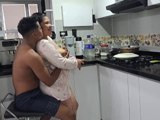 I fuck my stepmother's rich pussy in the kitchen part 1