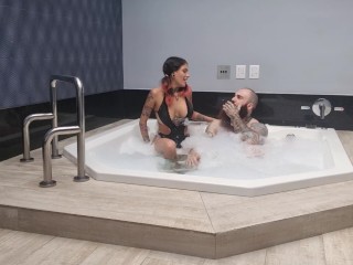 Cum and squirt while the IRON-BIKER fucked me in the bathtub!