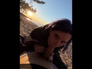 Blowjob on the beach and quick sex in a tent - Darcy Dark