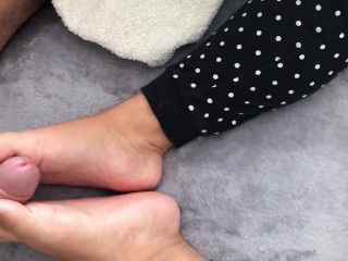 He always wants to fuck my feet...and you want it??? shoejob,footjob,foot worship,sexy nails,milf