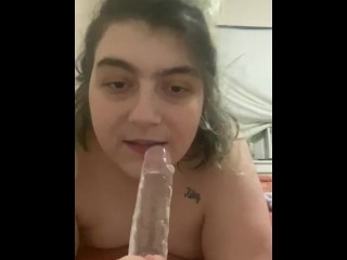 Fucking myself with dildo trying not to let my roommate hear my moans