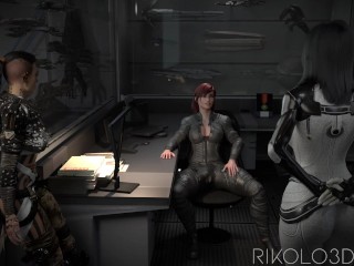 Futa Femshep teaches Jack and Miranda a lesson [Mass Effect]