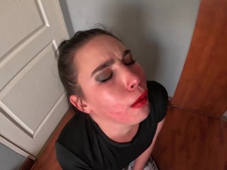 Throat fucking a bitch with my hand and giving her hard face slaps