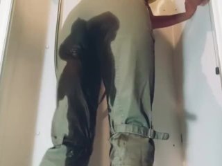 pee in army leggings after work before cum