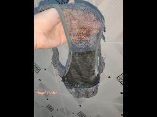 Delicious grey panties covered with piss show off for your pleasure