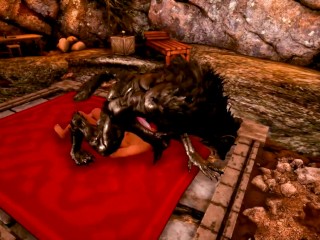 Moonlit Brothel Furry monster werewolf blowjob for hairy monster