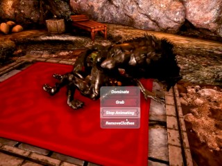 Moonlit Brothel Furry monster werewolf blowjob for hairy monster