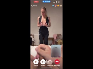 My husband is jerking and cum front my mom  while we talk with her by video call.