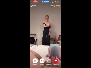 My husband is jerking and cum front my mom  while we talk with her by video call.
