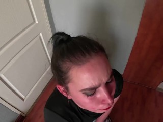 Bitch gets her throat fucked by hand, hard face slaps due to her attitude