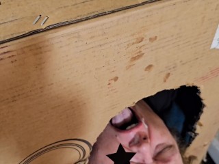 The wife decided to make her own gloryhole from a box, Watch what happened to her