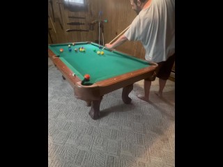 Me and mistress play pool then pussy eating then fucking then foot rub and hand job