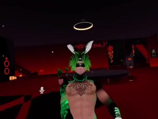 Sexy Elf Stroks his huge cock with both hands in VR Chat