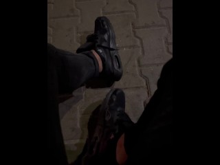 Shoeplay on bus stop