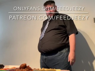 FAT BOSS EATS ALL THE PARTY FOOD! HUGE BELLY AND FATPAD TEASER!