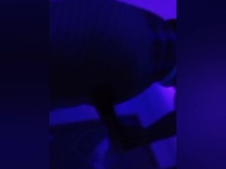 Big ass goth in fishnets fucks herself under blacklight (trying out my new tail!)