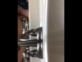 swinginmilf uses a sink to drain her sweet pussy of piss