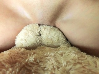 Rubbing my Pussy with my TeddyBear's nose until I Pee