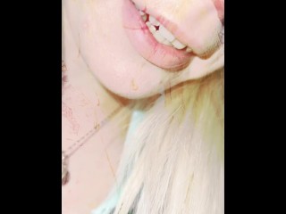 A nice teen's sick and shes hocking coughing gagging and spitting loogies and phlegm almost throw up