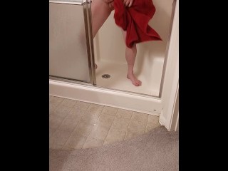 Showering big monster cock