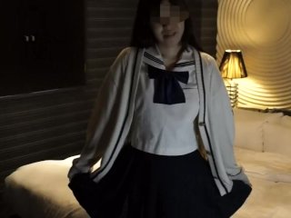 清楚な人気セーラー服でパンティーがシミできるまでオナニー【福〇博〇女〇】