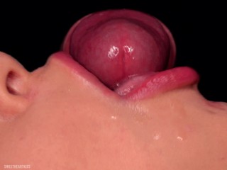 CLOSE UP: Best FREE Sloppy Mouth for your CUM! Use my CUM DUMPSTER! HOT Sucking Cock ASMR - BLOWJOB