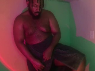 Hairy Black Thick Cock Strokes In Towel - Daddy Dame