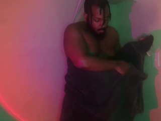 Hairy Black Thick Cock Strokes In Towel - Daddy Dame