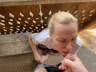 POV: Village vibe. Mature married MILF got stuck in the fence, a neighbor helped and fucked her.