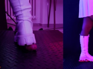 White Snow Boots Cock Crush in 3 POVs - CBT, Bootjob, Trample, Trampling