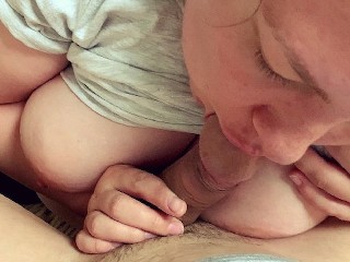 Nipple fuck with ejaculation on tits, lactating, spray milk, homemade, breast milking, throat blowjo