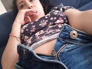 Mexican Nympho Rubs Herself To Orgasm With Her Hand Down Her Jeans