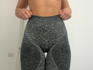 Perfect ass fitness model in tight leggings fingering my wet pussy /CandyLuxxx