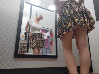 Spy on sexy  busty brunette in the public dressing room