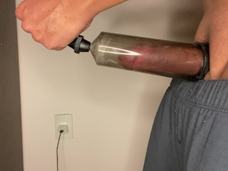 man with big dick pumping his dick making it thick and full of veins