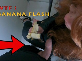 StepMom Eat banana While a Stranger Flashing Dick in Public Train