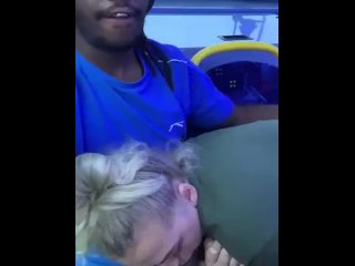 BLONDE GIVES RISKY BLOWJOB ON BUS