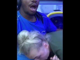 BLONDE GIVES RISKY BLOWJOB ON BUS