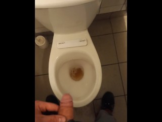 The Plumber Pisses with his Beautiful Dick in the Toilet which he Subdued