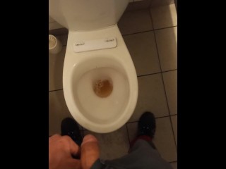 The Plumber Pisses with his Beautiful Dick in the Toilet which he Subdued